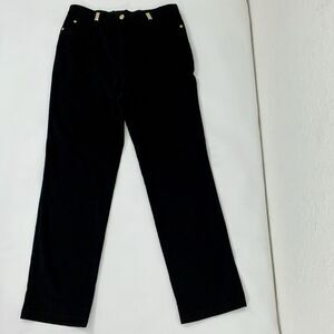 St John Pants Women 6‎ Black Gold Straight Leg Velvety Stretch Quiet Luxury VTG